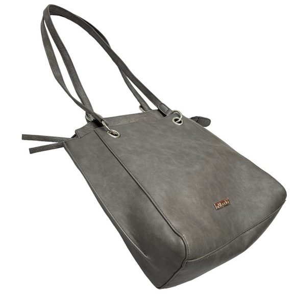 ALBERTO backpack purse 2 in 1 shoulder bag grey vegan leather - Picture 8 of 16